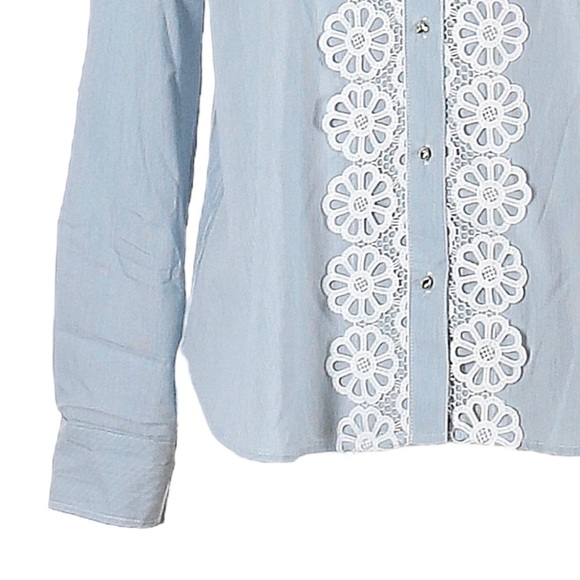 🌺 Marc New York Blue Floral Lace Pinstripe Poplin Button Down Shirt Size M - Picture 7 of 12